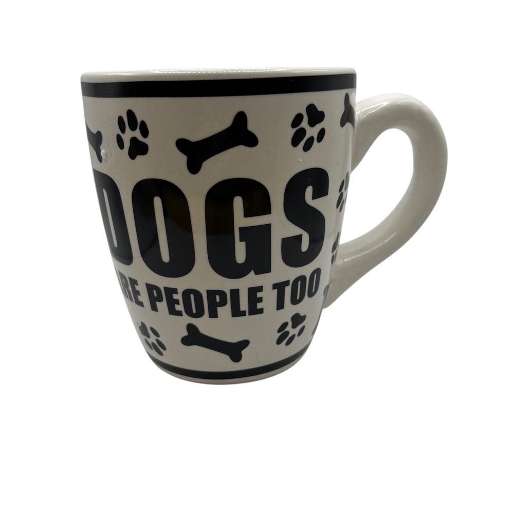 Dogs are People Too Coffee Mug Bone Paw Print‎ Novelty Ceramic Gift